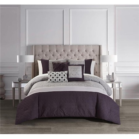 Chic Home BCS22219-BIB-US 10 Piece Imara Comforter Set; Plum - Queen Size